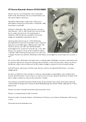A preview of a PDF biography for Peevers, Thomas Alexander